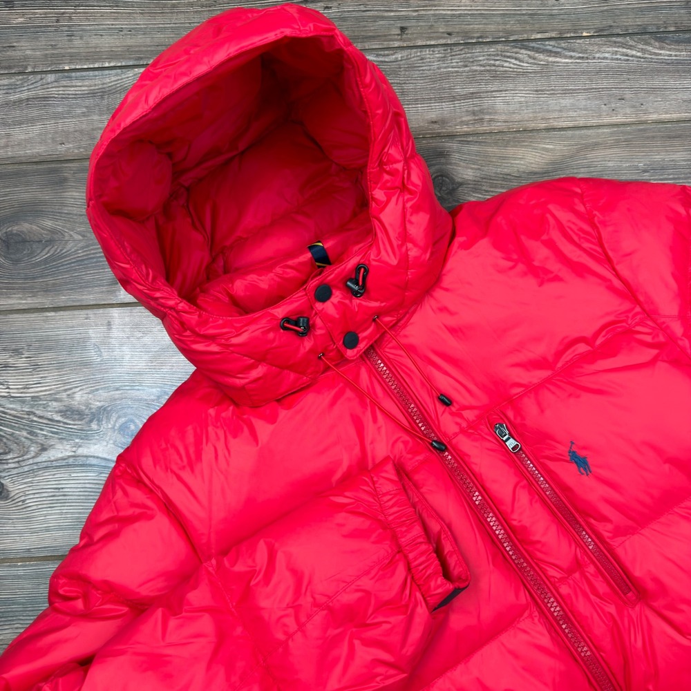 Polo Ralph Lauren Mens XLT Down Puffer Jacket Red Performance Removable Hood
